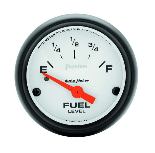 Fuel Level Gauge - Phantom - 240-33 ohm - Electric - Analog - Short Sweep - 2-1/16 in Diameter - White Face - Each