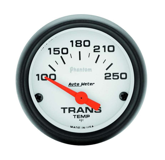 Transmission Temperature Gauge - Phantom - 100-250 Degree F - Electric - Analog - Short Sweep - 2-1/16 in Diameter - White Face - Each