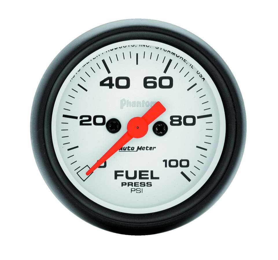 Fuel Pressure Gauge - Phantom - 0-100 psi - Electric - Analog - Full Sweep - 2-1/16 in Diameter - White Face - Each