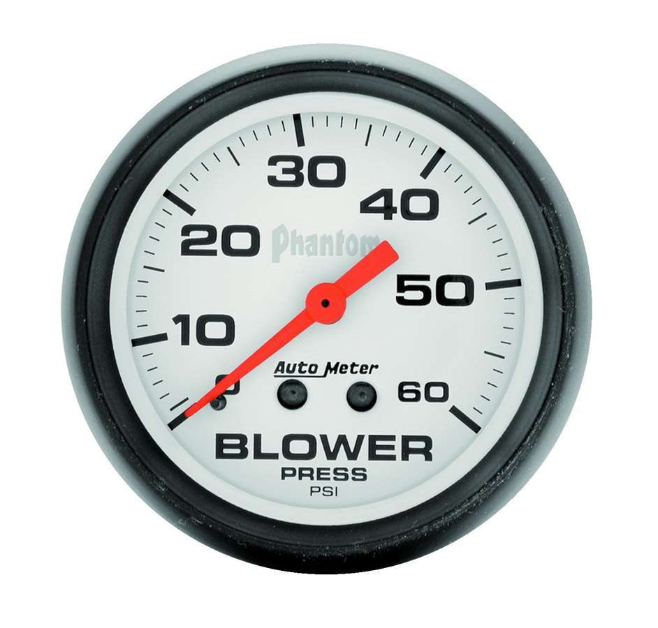 Blower Pressure Gauge - Phantom - 0-60 psi - Mechanical - Analog - 2-5/8 in Diameter - White Face - Each