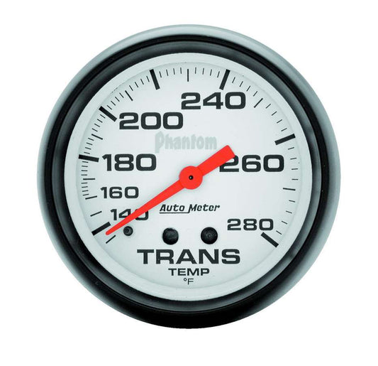 Transmission Temperature Gauge - Phantom - 140-280 Degree F - Mechanical - Analog - Full Sweep - 2-5/8 in Diameter - White Face - Each