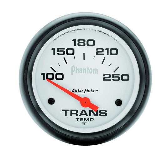 Transmission Temperature Gauge - Phantom - 100-250 Degree F - Electric - Analog - Short Sweep - 2-5/8 in Diameter - White Face - Each