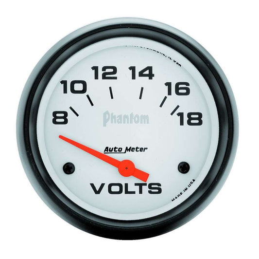 Voltmeter - Phantom - 8-18V - Electric - Analog - Short Sweep - 2-5/8 in Diameter - White Face - Each