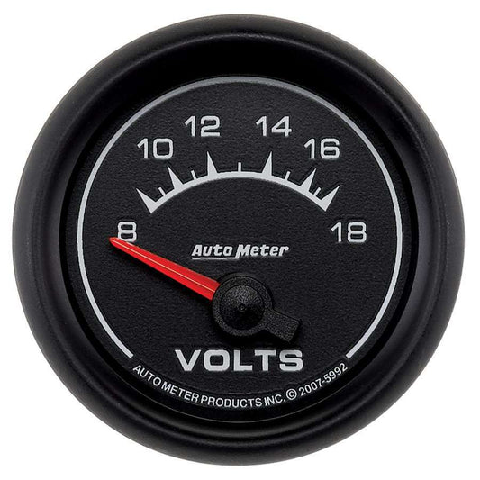 Voltmeter - ES - 8-18V - Electric - Analog - Short Sweep - 2-1/16 in Diameter - Black Face - Each