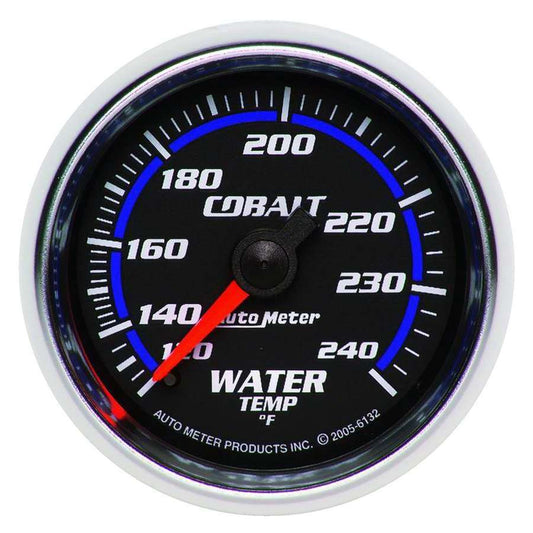 Water Temperature Gauge - Cobalt - 120-240 Degree F - Mechanical - Analog - Full Sweep - 2-1/16 in Diameter - Black Face - Each