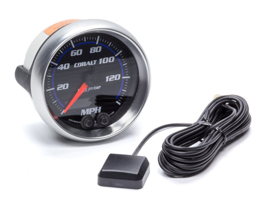 Speedometer - Cobalt - 140 MPH - Electric - Analog - 3-3/8 in Diameter - GPS Tracking - Black Face - Each