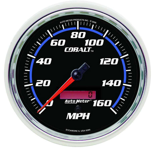 Speedometer - Cobalt - 160 MPH - Electric - Analog - 5 in Diameter - Programmable - Black Face - Each