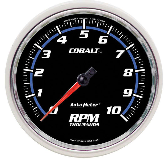 Tachometer - Cobalt - 10000 RPM - Electric - Analog - 5 in Diameter - Black Face - Each
