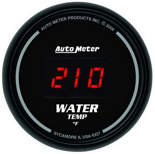 Water Temperature Gauge - Sport-Comp - 0-300 Degree F - Electric - Digital - 2-1/16 in Diameter - Black Face - Each