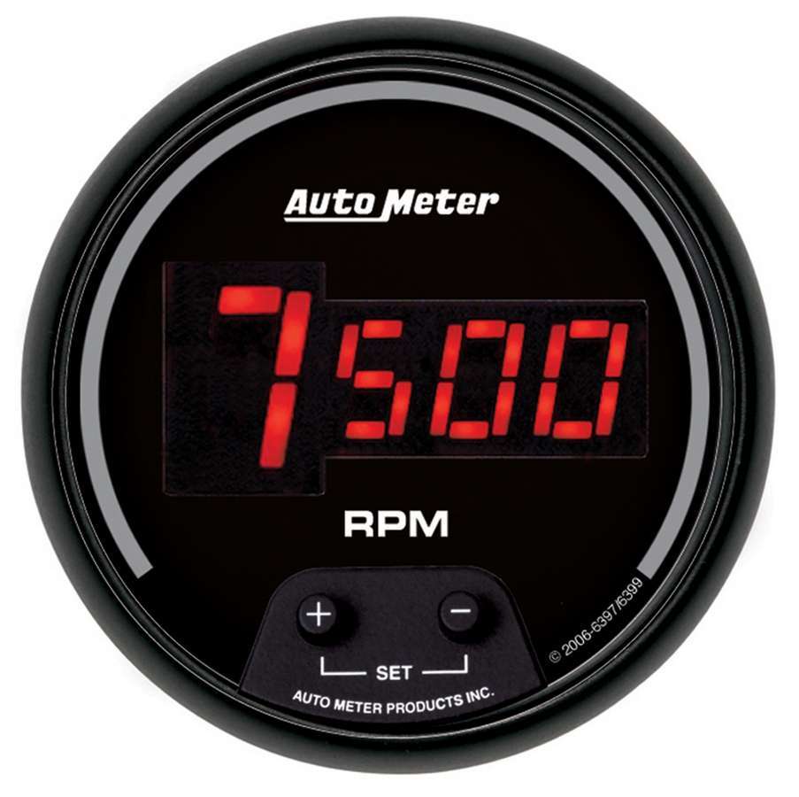 Tachometer - Sport-Comp - 10000 RPM - Electric - Digital - 3-3/8 in Diameter - Black Face - Each