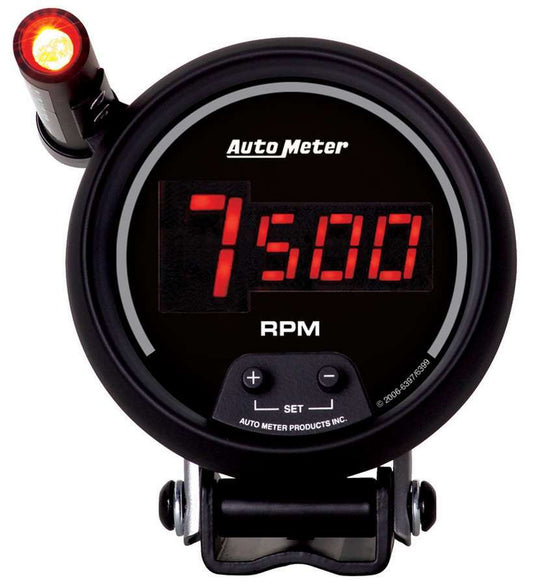 Tachometer - Sport-Comp - 10000 RPM - Electric - Digital - 3-3/4 in Diameter - Pedestal Mount - Shift Light - Black Face - Each