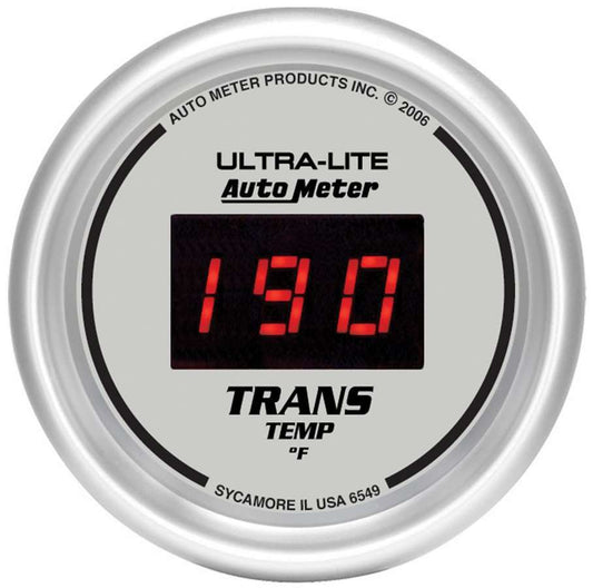 Transmission Temperature Gauge - Ultra-Lite - 0-300 Degree F - Electric - Digital - 2-1/16 in Diameter - Silver Face - Each