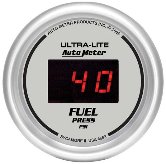Fuel Pressure Gauge - Ultra-Lite - 5-100 psi - Electric - Digital - 2-1/16 in Diameter - Silver Face - Each