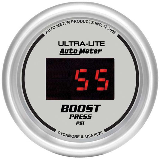 Boost Gauge - Ultra-Lite - 5-60 psi - Electric - Digital - 2-1/16 in Diameter - Silver Face - Each