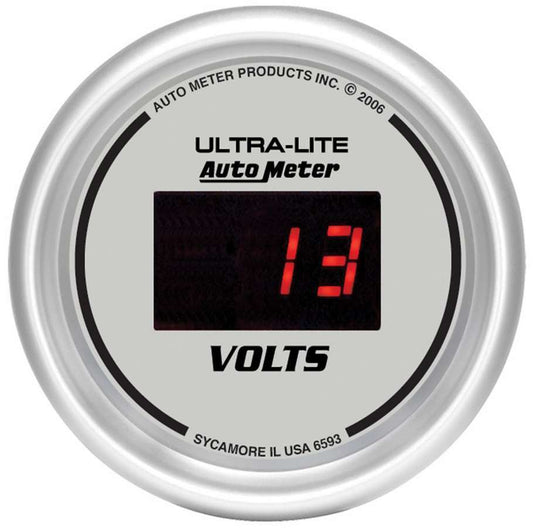 Voltmeter - Ultra-Lite - 8-18V - Electric - Digital - 2-1/16 in Diameter - Silver Face - Each