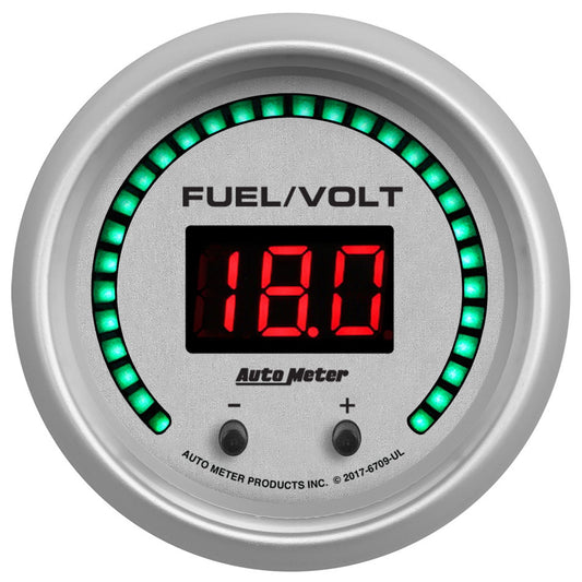 Combination Gauge - Ultra-Lite Elite - Digital - Electric - Fuel Level / Voltmeter - 2-1/16 in Diameter - White Face - Each