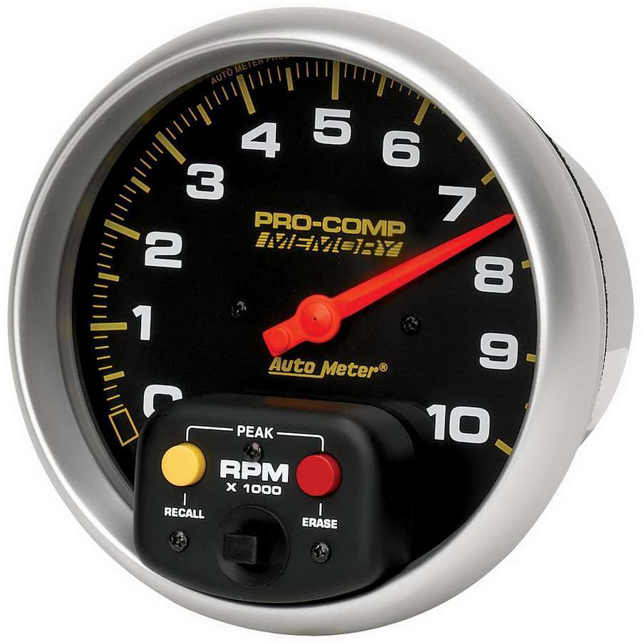 Tachometer - Pro-Comp - 10000 RPM - Electric - Analog - 5 in Diameter - Memory - Dash Mount - Black Face - Each