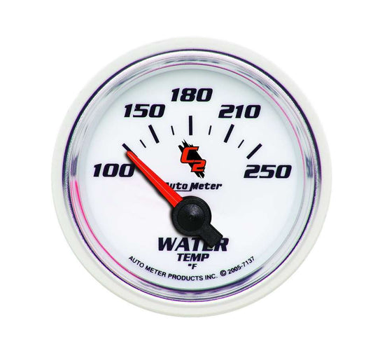 Water Temperature Gauge - C2 - 100-250 Degree F - Electric - Analog - Short Sweep - 2-1/16 in Diameter - White Face - Each