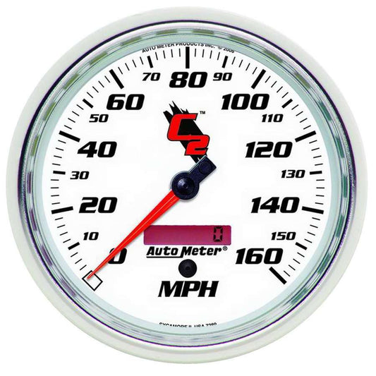 Speedometer - C2 - 160 MPH - Electric - Analog - 5 in Diameter - Programmable - White Face - Each