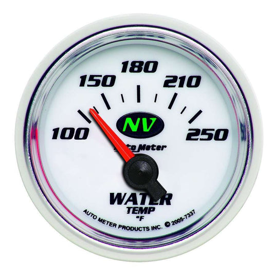 Water Temperature Gauge - NV - 100-250 Degree F - Electric - Analog - Short Sweep - 2-1/16 in Diameter - White Face - Each