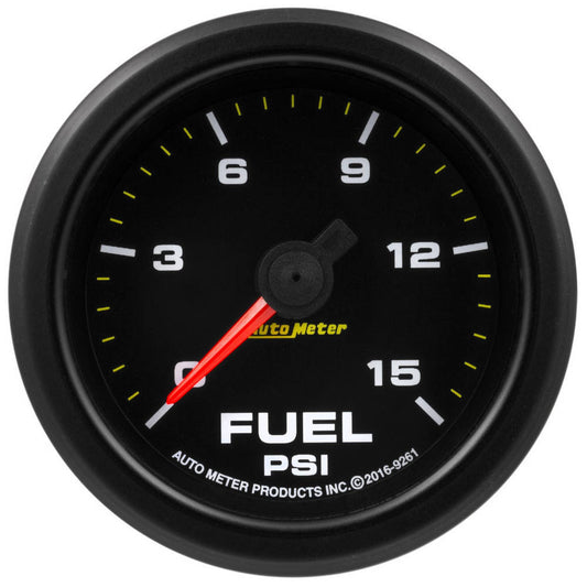 Fuel Pressure Gauge - Extreme Environment - Stepper Motor - 0-15 psi - Electric - Analog - Full Sweep - 2-1/16 in Diameter - Black Face - Each
