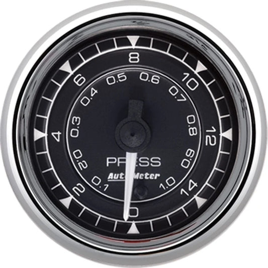 Fuel Pressure Gauge - Chrono Series - 0-15 psi - Electric - Full Sweep - 2-1/16 in Diameter - Black Face - Each
