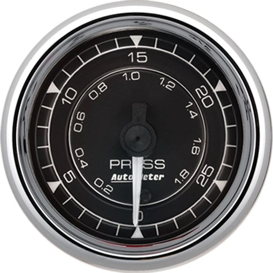 Fuel Pressure Gauge - Chrono Series - 0-30 psi - Electric - Full Sweep - 2-1/16 in Diameter - Black Face - Each