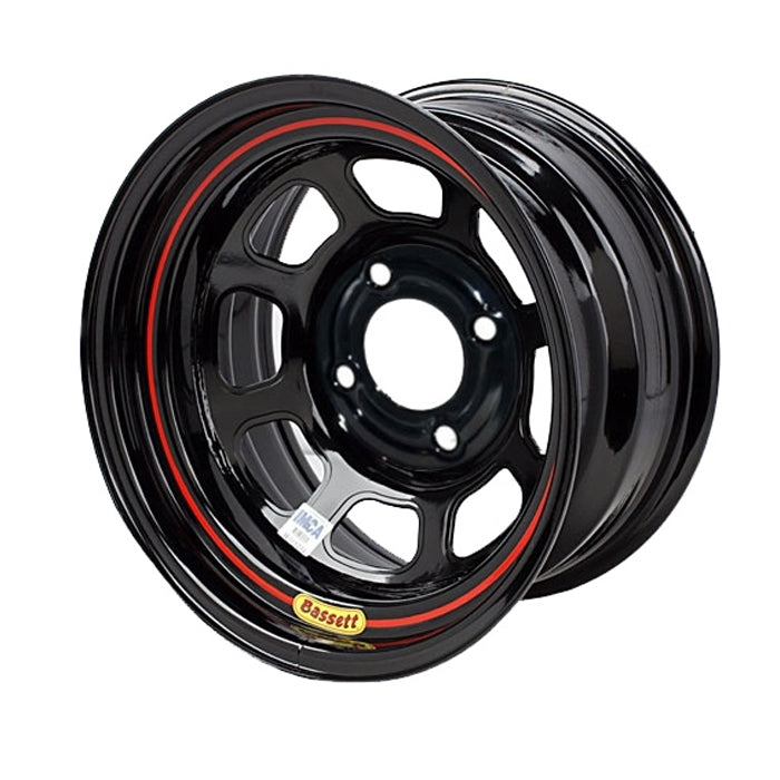 Wheel - DOT Street Legal - 15 x 7 in - 4.000 in Backspace - 4 x 100 mm Bolt Pattern - Steel - Black Powder Coat - Each