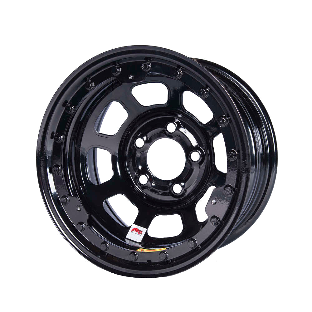 Wheel - D-Hole Beadlock - 15 x 8 in - 2.000 in Backspace - 5 x 5.00 in Bolt Pattern - Beadlock - Steel - Black Powder Coat - Each