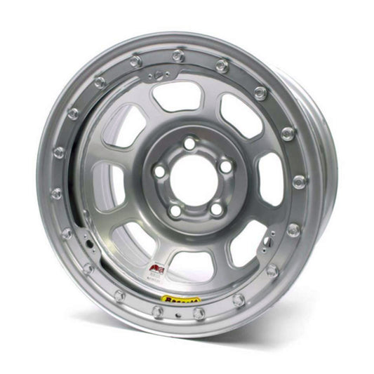 Wheel - D-Hole Beadlock - 15 x 8 in - 2.000 in Backspace - 5 x 5.00 in Bolt Pattern - Beadlock - Steel - Silver Powder Coat - Each