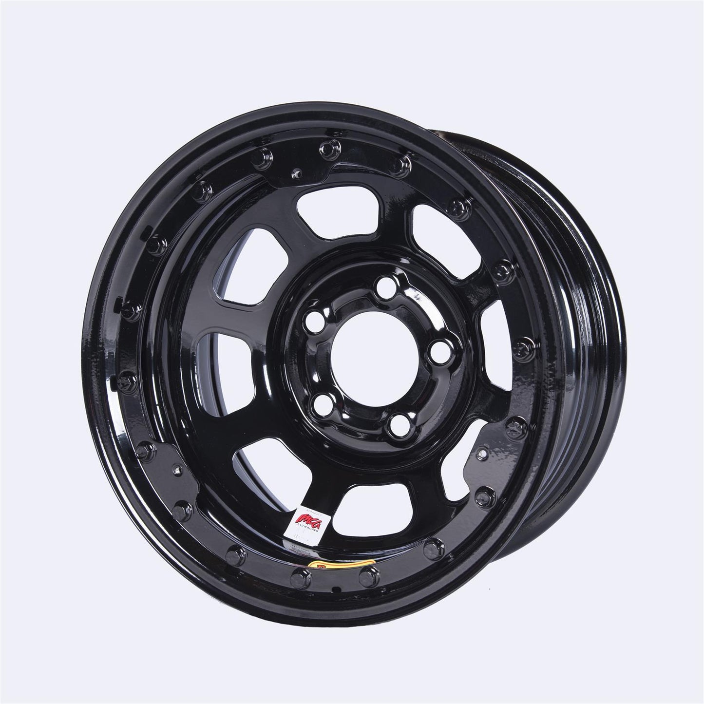 Wheel - D-Hole - 15 x 8 in - 4.750 in Backspace - 5 x 4.75 in Bolt Pattern - IMCA Approved - Beadlock - Steel - Black Powder Coat - Each