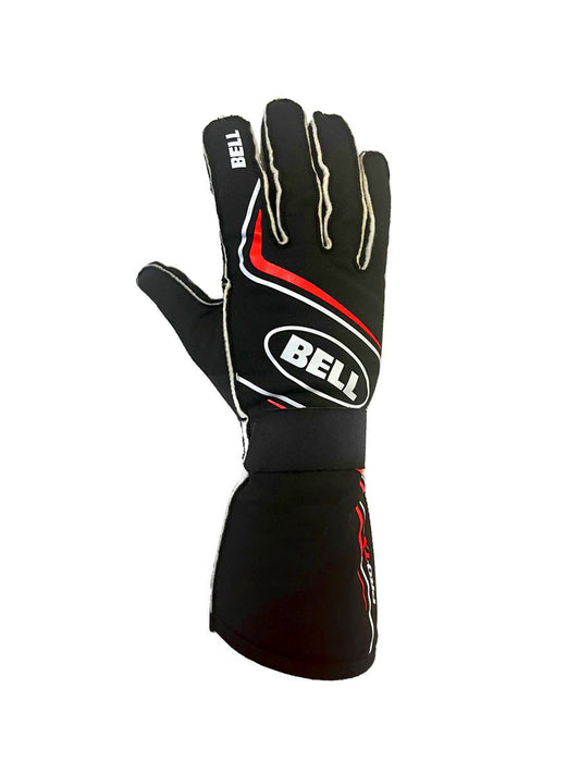 Driving Gloves - Pro-TX - SFI 3.3/5 - Double Layer - Fire Retardant Fabric - Elastic Cuff - Black / Red - Medium - Pair