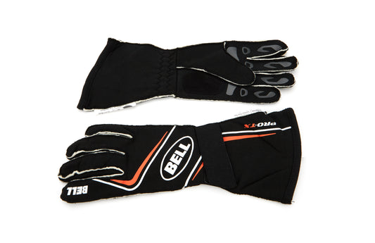 Driving Gloves - Pro-TX - SFI 3.3/5 - Double Layer - Fire Retardant Fabric - Elastic Cuff - Black / Orange - Small - Pair