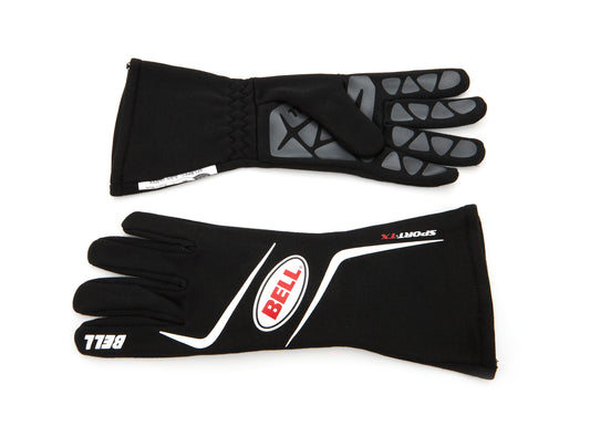 Driving Gloves - Sport-TX - SFI 3.3/5 - Double Layer - Fire Retardant Fabric - Elastic Cuff - Black / Red - Large - Pair