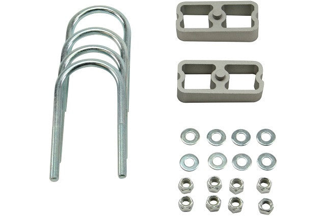 Leaf Spring Block Kit - 1 in Lowered - Hardware Included - 2 Degree Taper - Rear - Aluminum - Natural - Universal - Kit