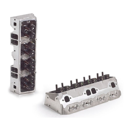 Cylinder Head - Track 1 - Assembled - 2.080 / 1.600 in Valves - 221 cc Intake - 67 cc Chamber - 1.550 in Springs - Angle Plug - Aluminum - Small Block Chevy - Pair