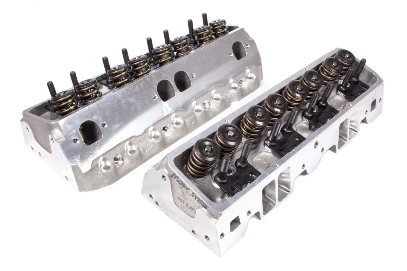 Cylinder Head - DS 225 - Assembled - 2.080 / 1.600 in Valves - 225 cc Intake - 68 cc Chamber - 1.550 in Springs - Angle Plug - Aluminum - Small Block Chevy - Pair