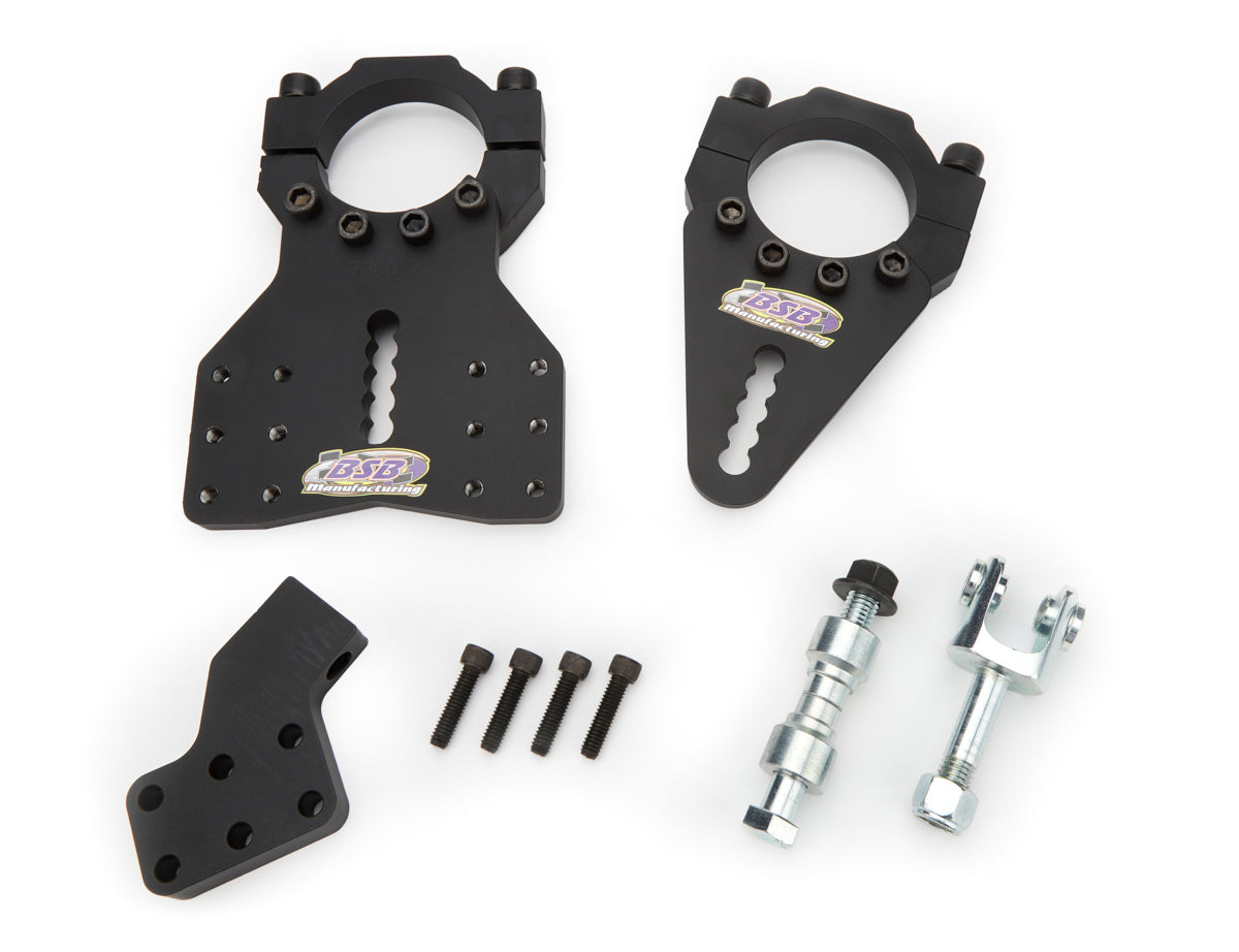 Trailing Arm Bracket - Split - Axle Mount - Clamp-On - Passenger Side - Adjustable - Hardware Included - Steel - Black Powder Coat - Universal - Each