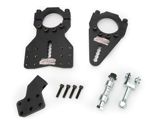Trailing Arm Bracket - Split - Axle Mount - Clamp-On - Passenger Side - Adjustable - Hardware Included - Steel - Black Powder Coat - Universal - Each
