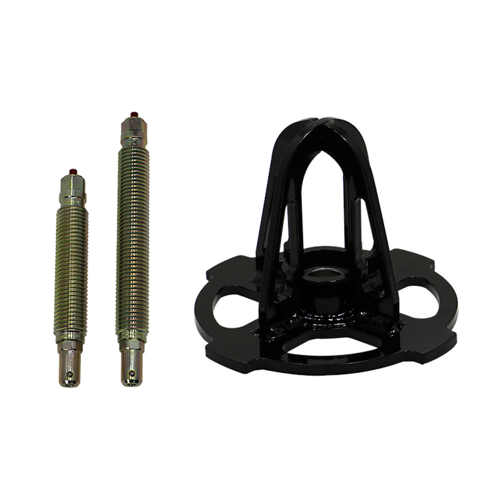 Spring Cup - Lower - Bolt-On - Swivel - 1-8 in Thread - 6 Jack Bolt Included - Steel - Black Powder Coat - 5 in Springs - Each