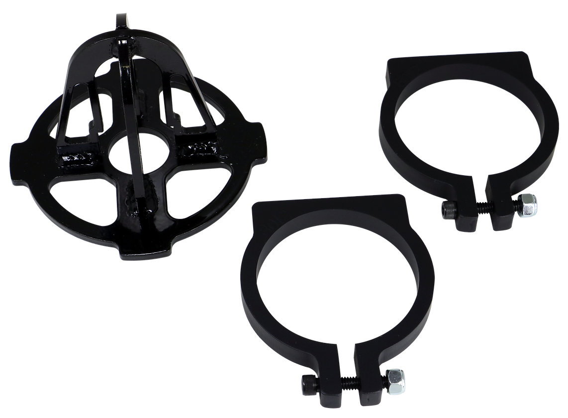 Spring Cup - Lower - Rear - Clamp-On - Mounts Included - Steel - Black Powder Coat - Universal - Each