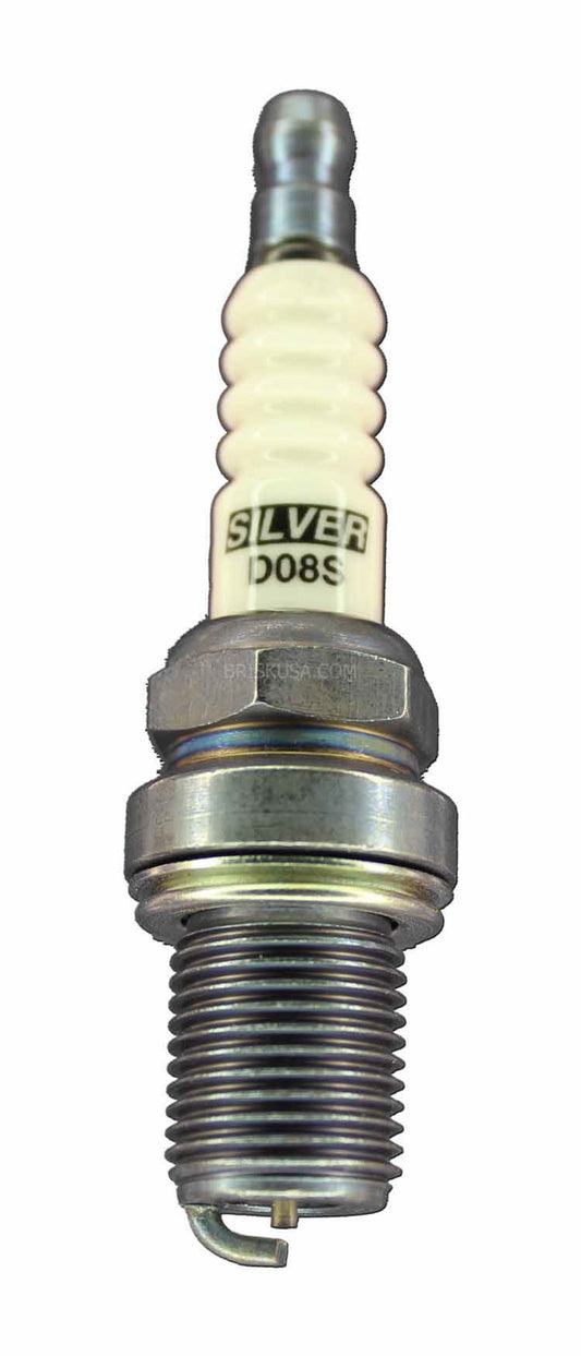 Spark Plug - Silver Racing - 14 mm Thread - 19 mm Reach - Heat Range 8 - Gasket Seat - Non-Resistor - Each