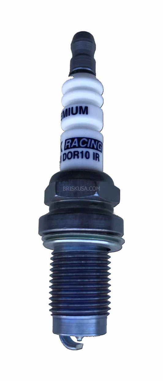 Spark Plug - Iridium Racing - 14 mm Thread - 19 mm Reach - Heat Range 10 - Gasket Seat - Resistor - Each