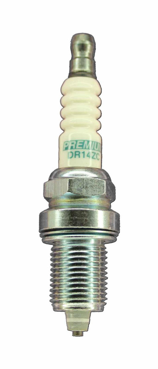 Spark Plug - Premium Racing - 14 mm Thread - 19 mm Reach - Heat Range 14 - Gasket Seat - Resistor - Each