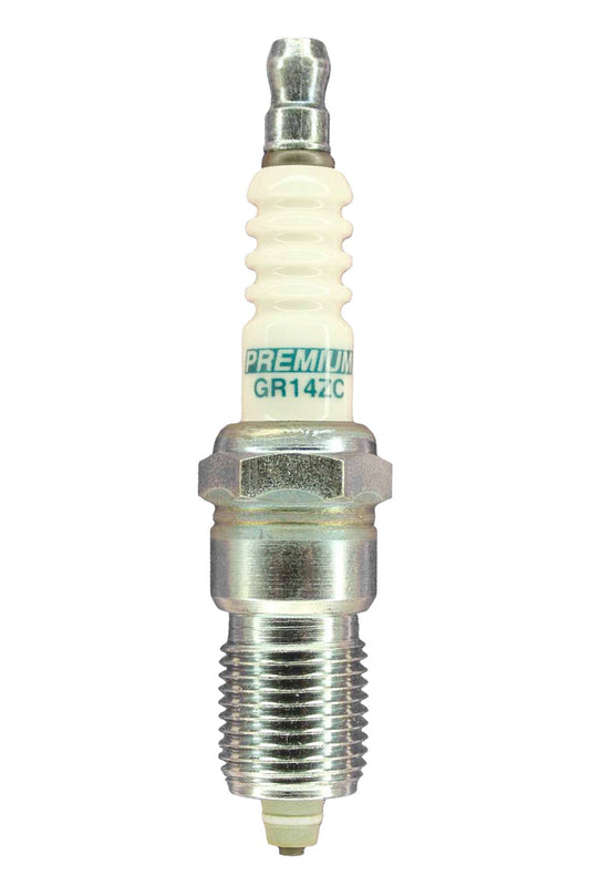 Spark Plug - Premium Racing - 14 mm Thread - 18 mm Reach - Heat Range 14 - Tapered Seat - Resistor - Each