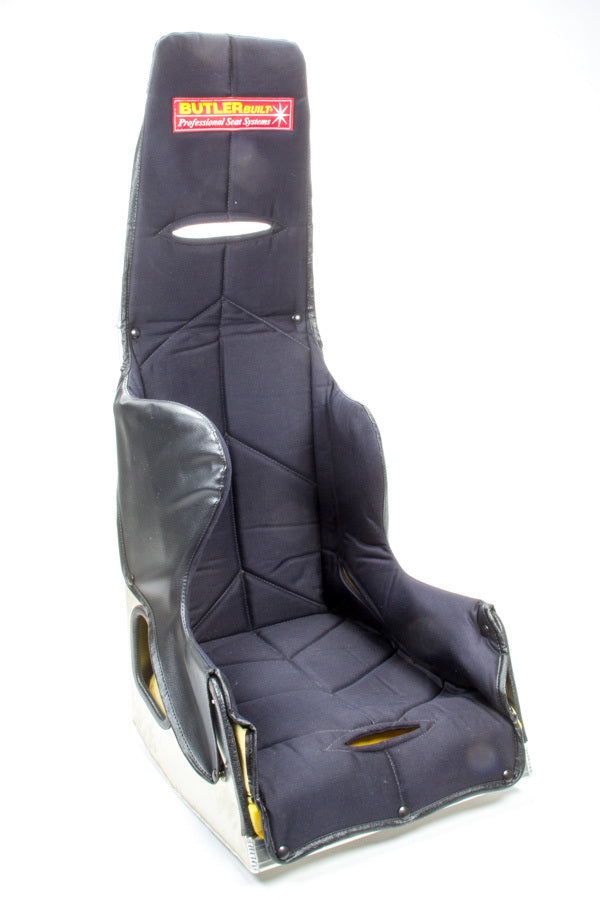 Seat and Cover - Pro Sportsman - 15 in Wide - 20 Degree Layback - Black Cloth Cover Included - Aluminum - Natural - Kit