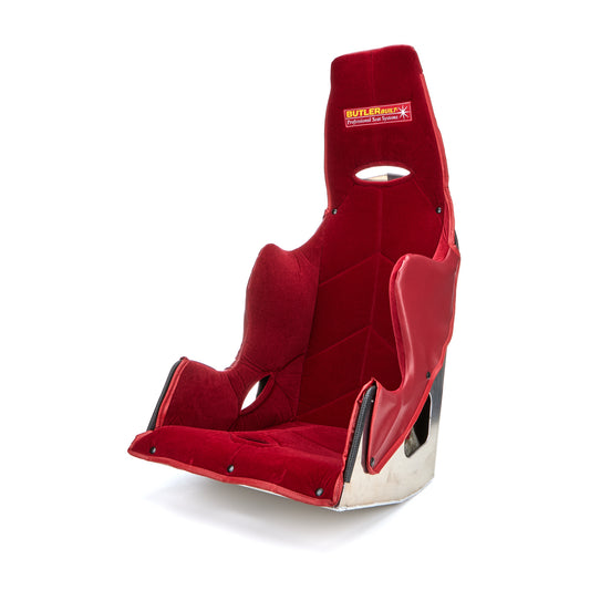 Seat and Cover - Pro Sportsman - 18 in Wide - 25 Degree Layback - Red Cloth Cover Included - Aluminum - Natural - Kit