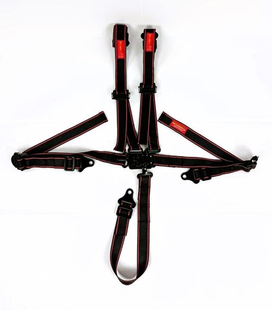 Harness - 5 Point - Latch and Link - SFI 16.1 - Pull Up Adjust - Bolt-On - Individual Harness - Black - Kit