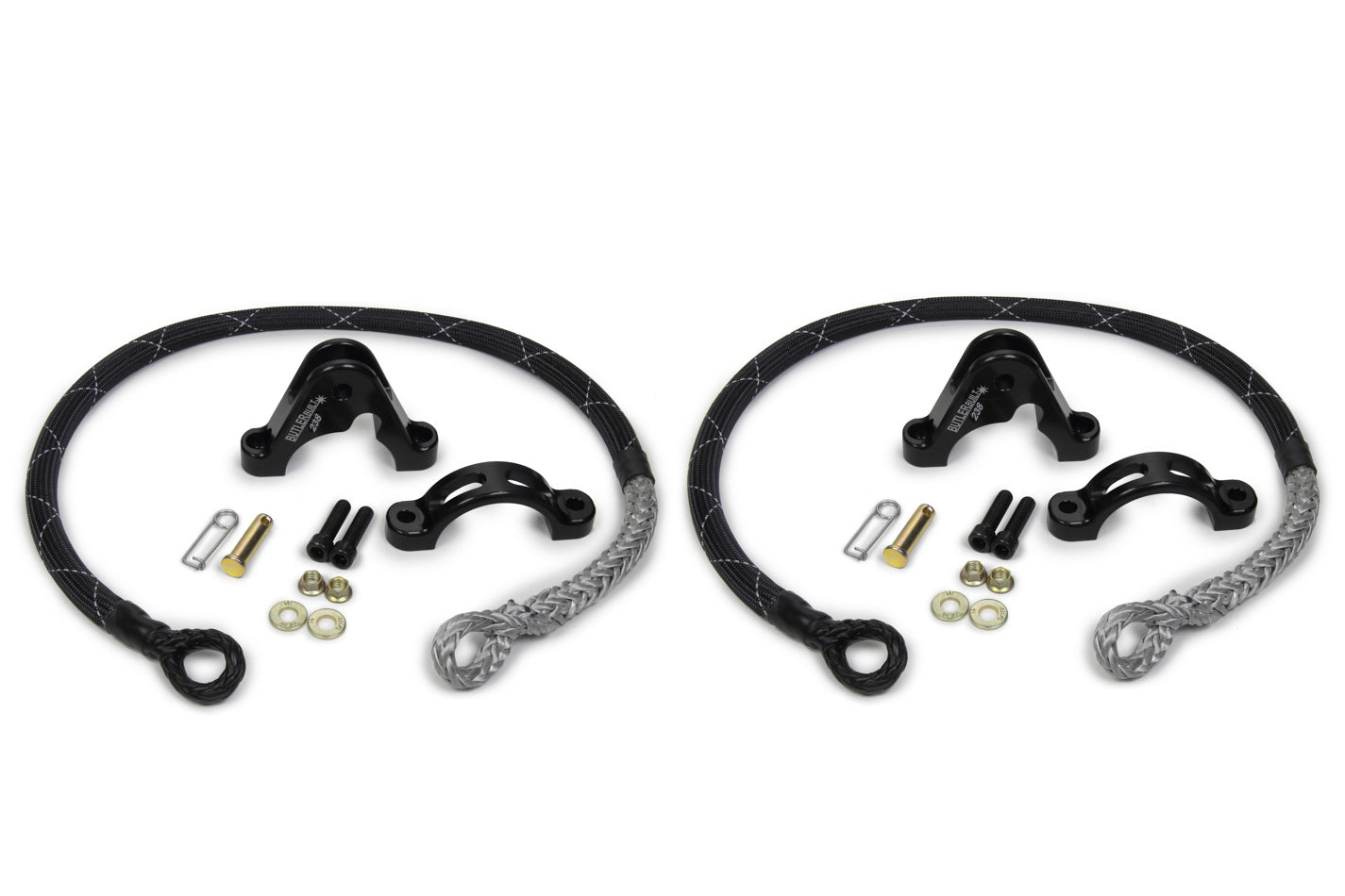 Axle Tether - Dual - Clamp / Hardware Included - Aluminum - Black Anodized - 2-3/8 in Axle Tube - Kit