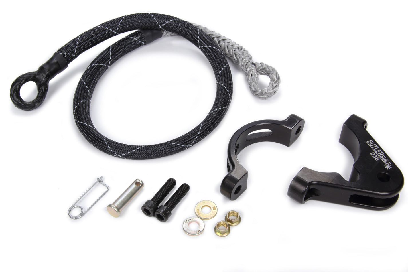 Axle Tether - Single - Clamp / Hardware Included - Aluminum - Black Anodized - 2-3/8 in Axle Tube - Kit